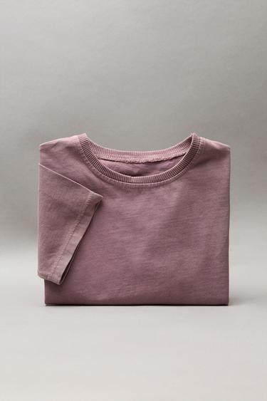 FADED-EFFECT T-SHIRT - Burgundy by Zara
