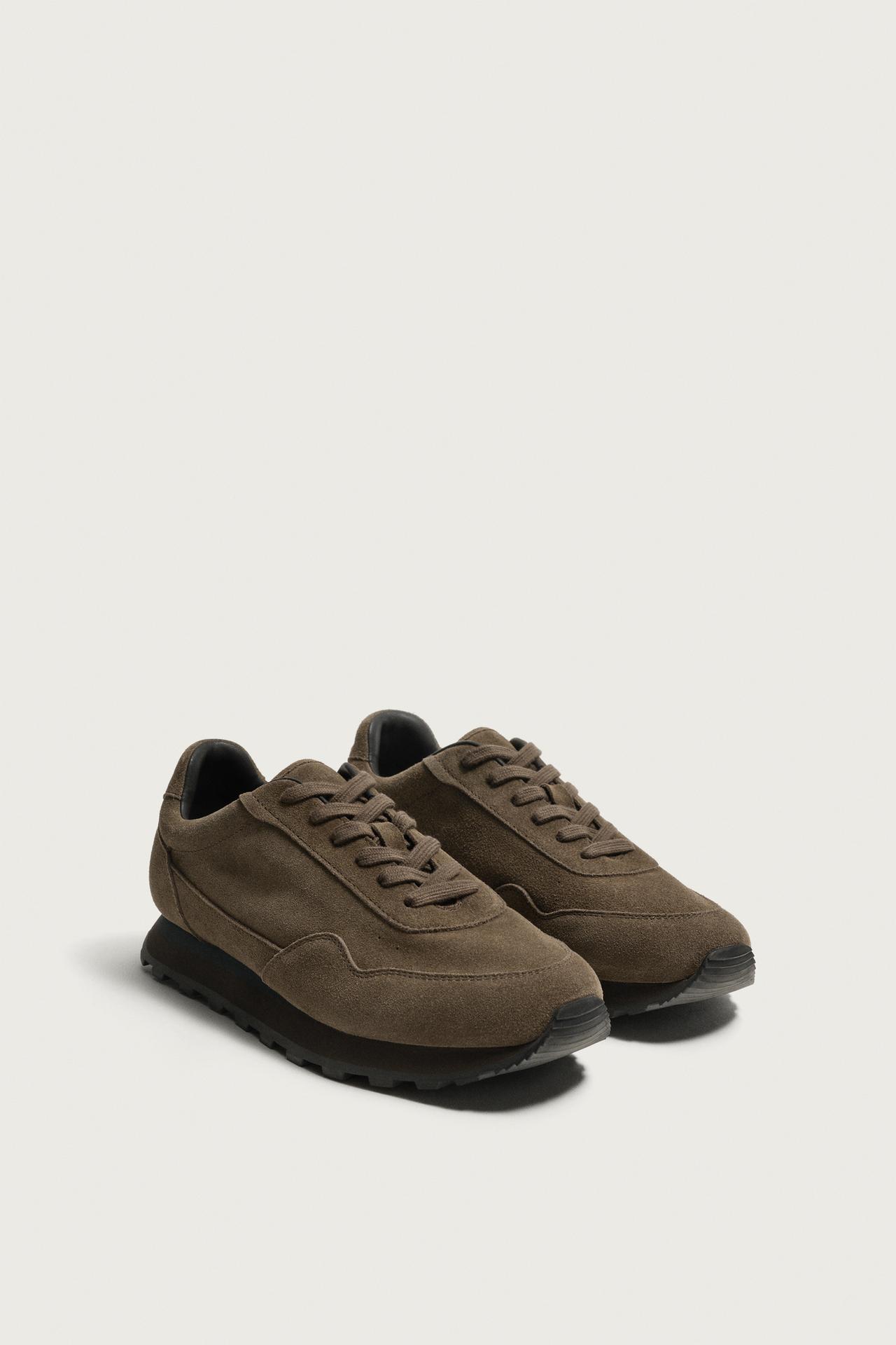 CASUAL LEATHER SNEAKERS — Brown