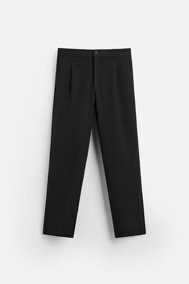 Zara PLEATED VISCOSE BLEND PLANTS - Black
