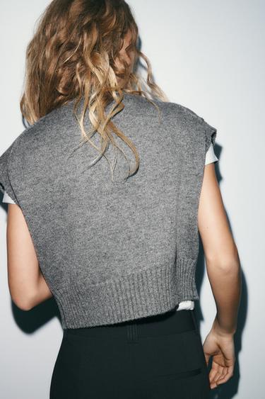 KNIT WAISTCOAT WITH COVERED BUTTONS - Grey by Zara - Image 2