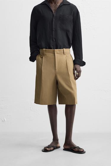 ҚАТПАРЛЫ RELAXED FIT БЕРМУД ШОЛАҚ ШАЛБАР - Охра Zara компаниясынан