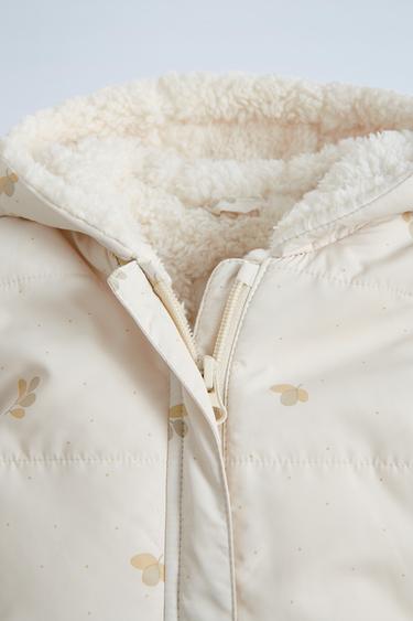 COMBINAISON EN NYLON À FLEURS EFFET MOUTON - Beige foncé de Zara - Image 4