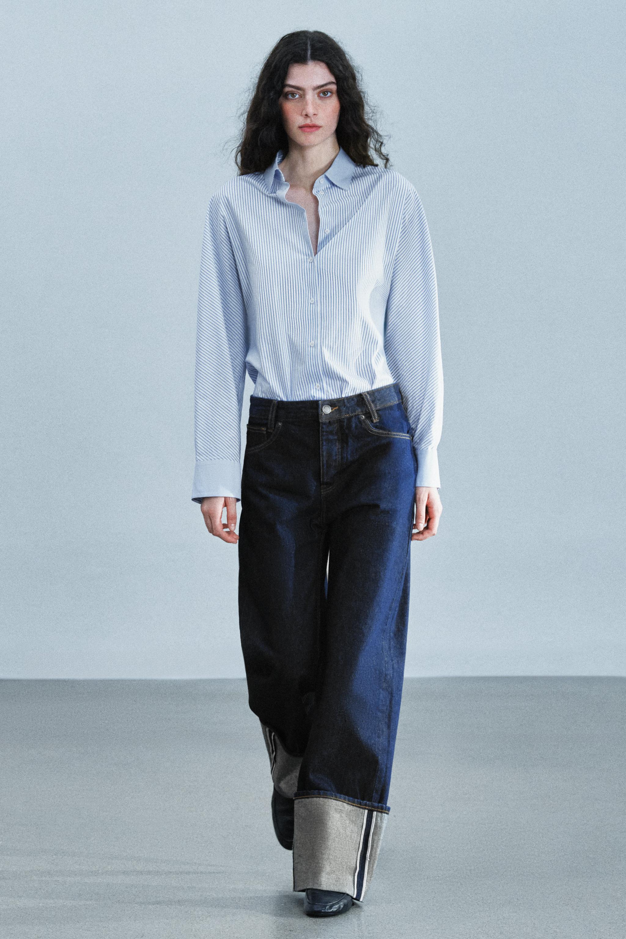Zara ZW COLLECTION TURN UP DÜŞÜK BEL JEAN görsel 4