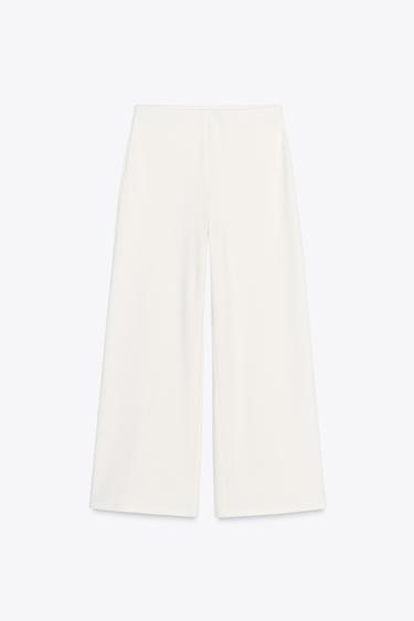 PANTALONI AMPI CON TEXTURE - Bianco sporco di Zara