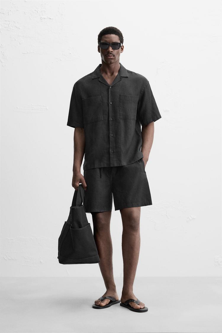 Camisa Lino Camisetas De Hombre En Zara Zara Mexico Camisas Negras