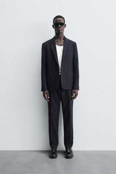 PANTALÓN TRAJE CON LANA - Marino de Zara - Imagen 0