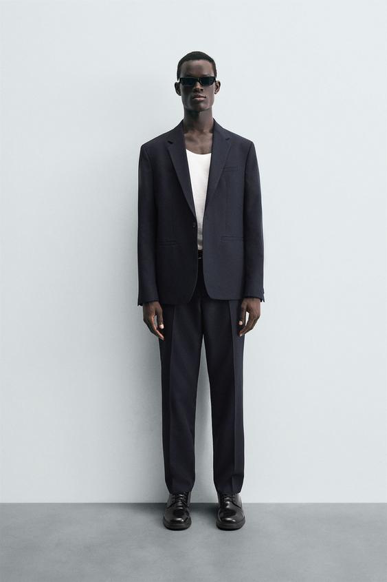 PANTALÓN TRAJE CON LANA - Marino de Zara - Imagen 0
