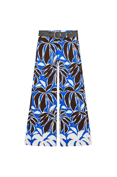 WEITE HOSE MIT BLUMENPRINT - Cremefarben / Blau von Zara - Bild 0