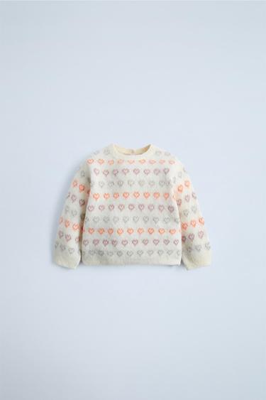 Zara 2 IN 1 HEARTS CARDIGAN - Ecru
