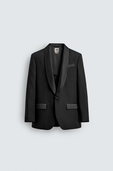 WOOL TUXEDO BLAZER - Black by Zara