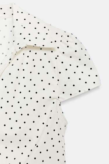 CHEMISE CINTREE FRONCEE - Écru / Noir de Zara - Image 6