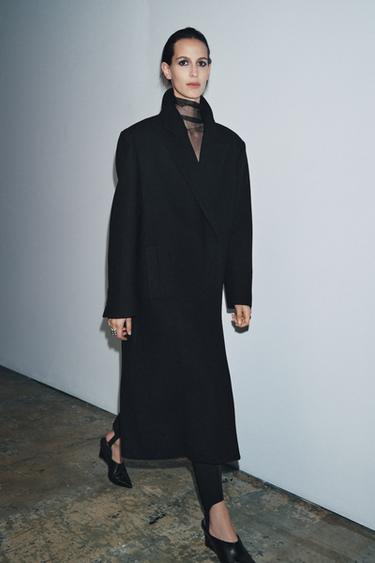 Zara WOOL BLEND COAT ZW COLLECTION - Black