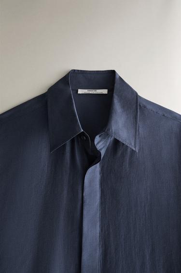 SEMI-SHEER OVERSIZE SHIRT - Mid-blue by Zara - Image 1