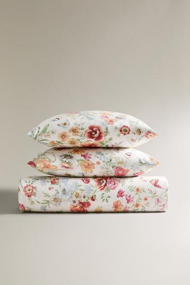 BETTBEZUG AUS SATIN MIT BLUMENPRINT - Cremefarben von Zara - Bild 0