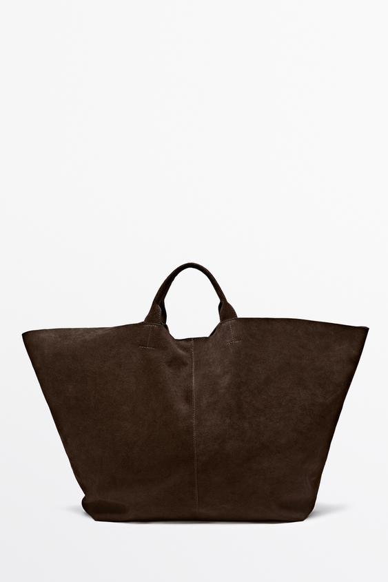 Zara Maxi suede tote bag - Chocolate - Image 0