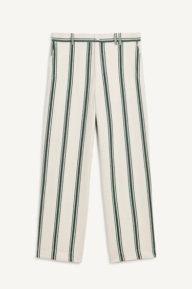 STRPD PNT - Green / Ecru by Zara