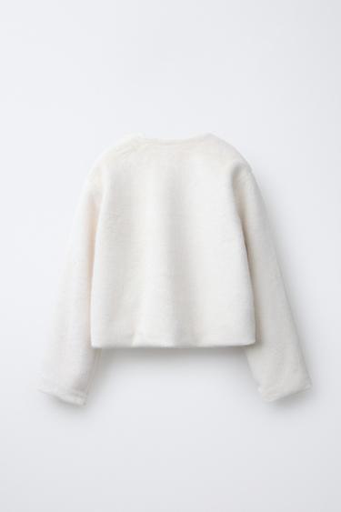 VESTE BOLÉRO EN FAUSSE FOURRURE - Écru de Zara - Image 1