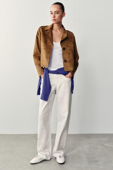 FAUX SUEDE JACKET - camel by Zara - Image 0