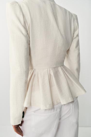 BLAZER AJUSTÉE ÉPAULETTES - Beige clair de Zara - Image 5