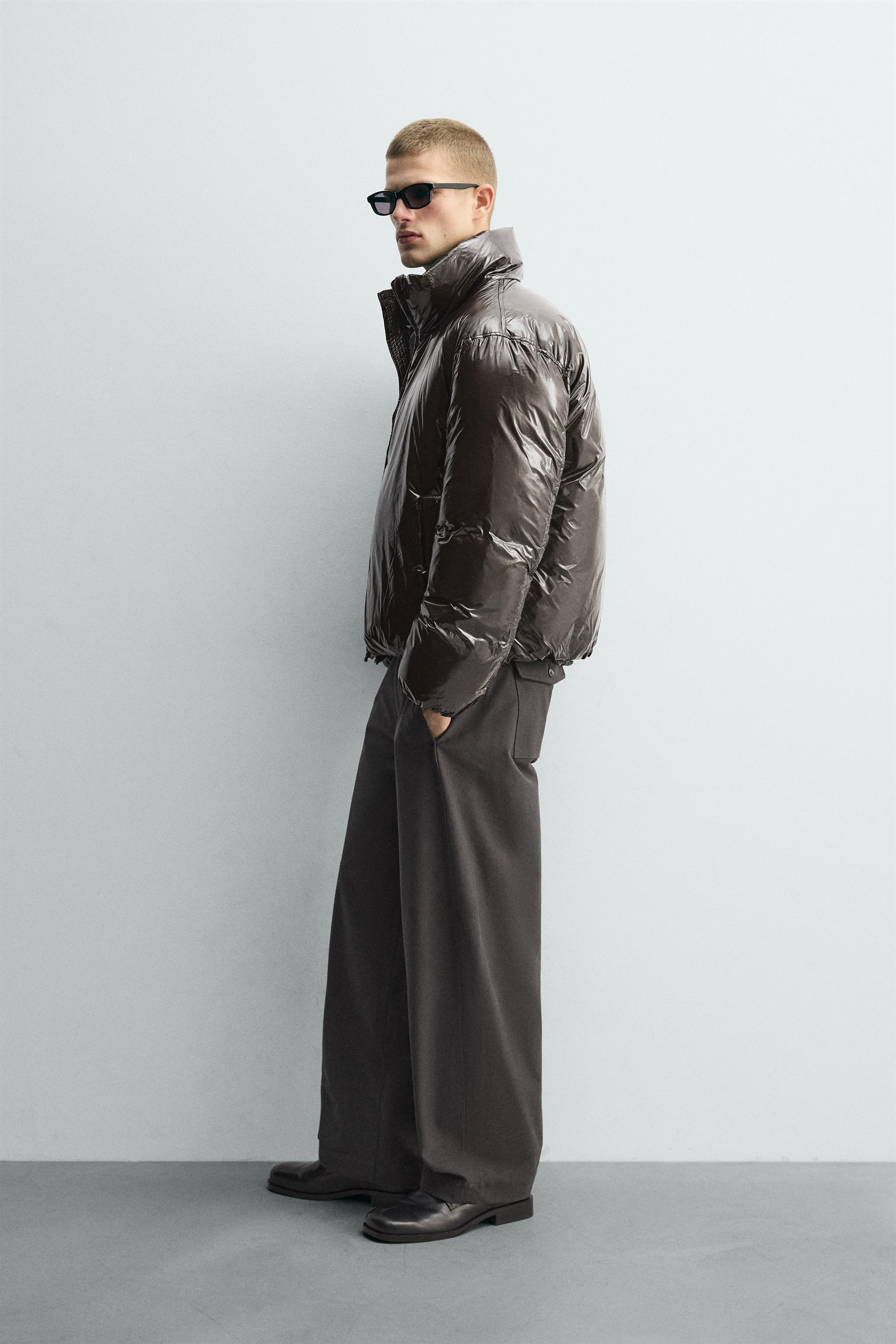 シャイニーパフジャケット - ダークグリーン | ZARA Japan / 日本