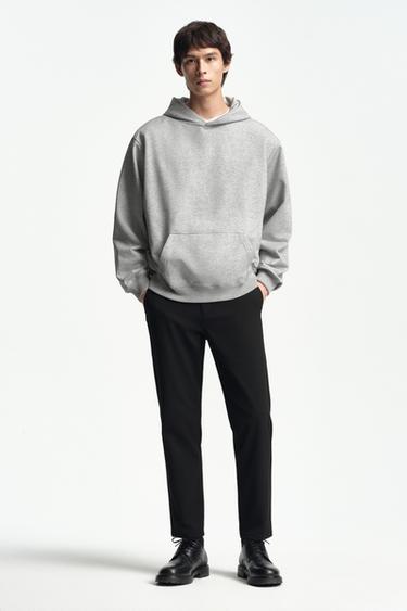 Zara 舒適紋理休閒長褲 - 黑色