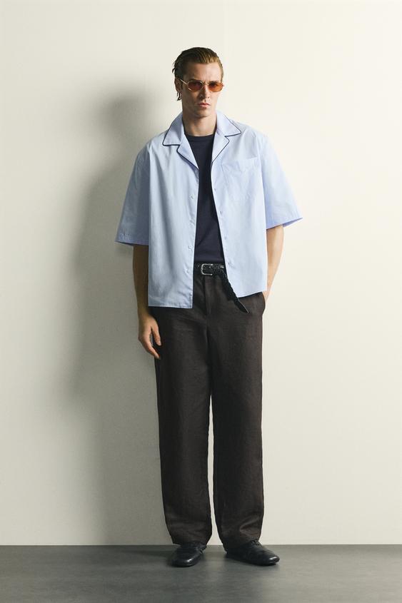 KONTRAST BİYELİ RELAXED FIT GÖMLEK