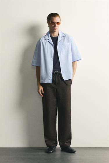 CONTRAST PIPED RELAXED FIT SHIRT - Sky blue by Zara - Image 0