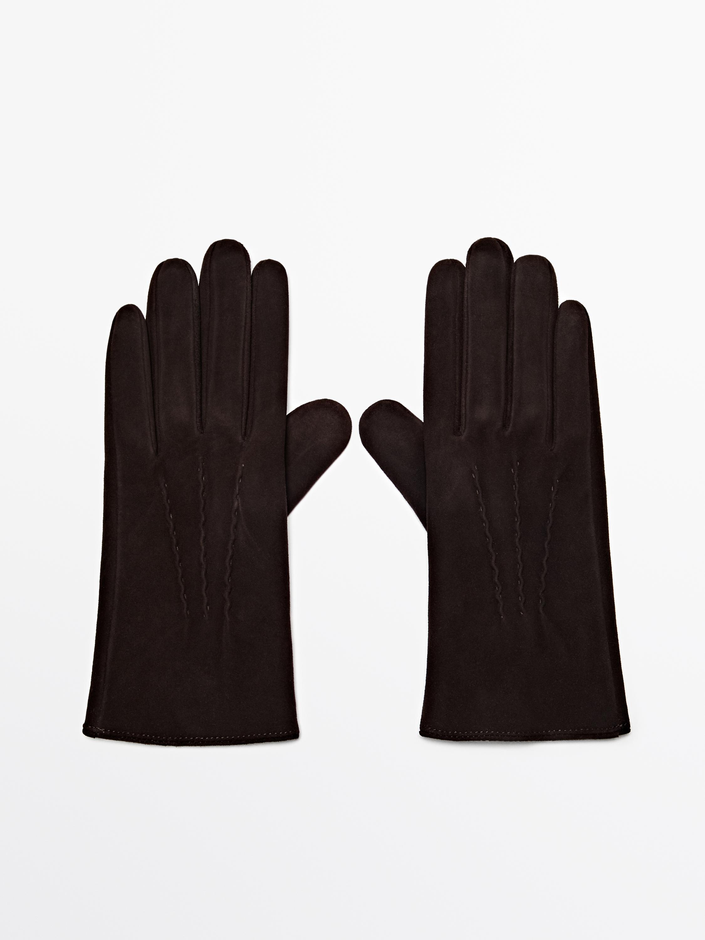 Suede leather gloves