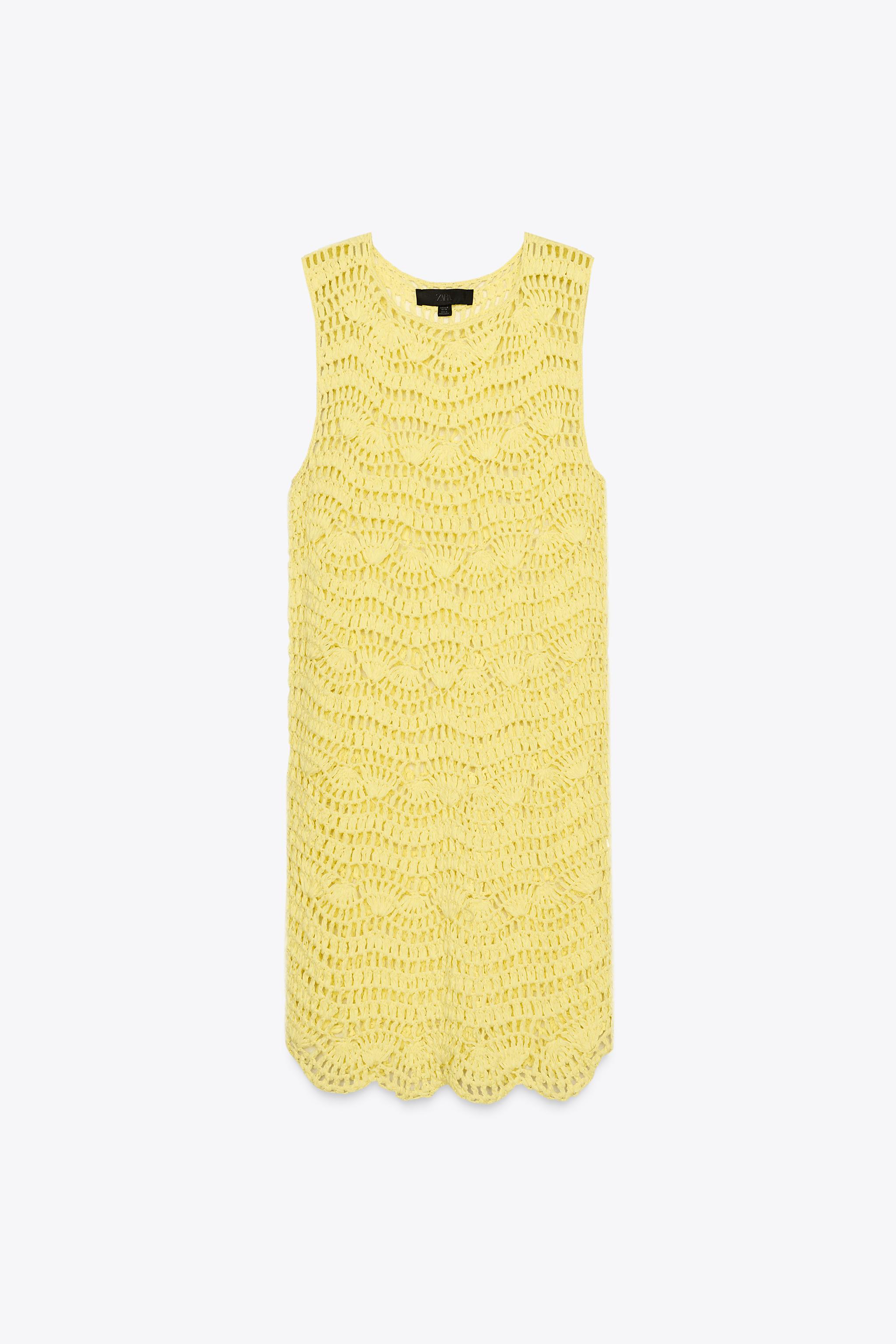 ショート丈オープンニットワンピース - イエロー | ZARA Japan