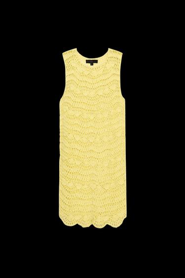 OPEN KNIT MINI DRESS - Yellow by Zara - Image 0