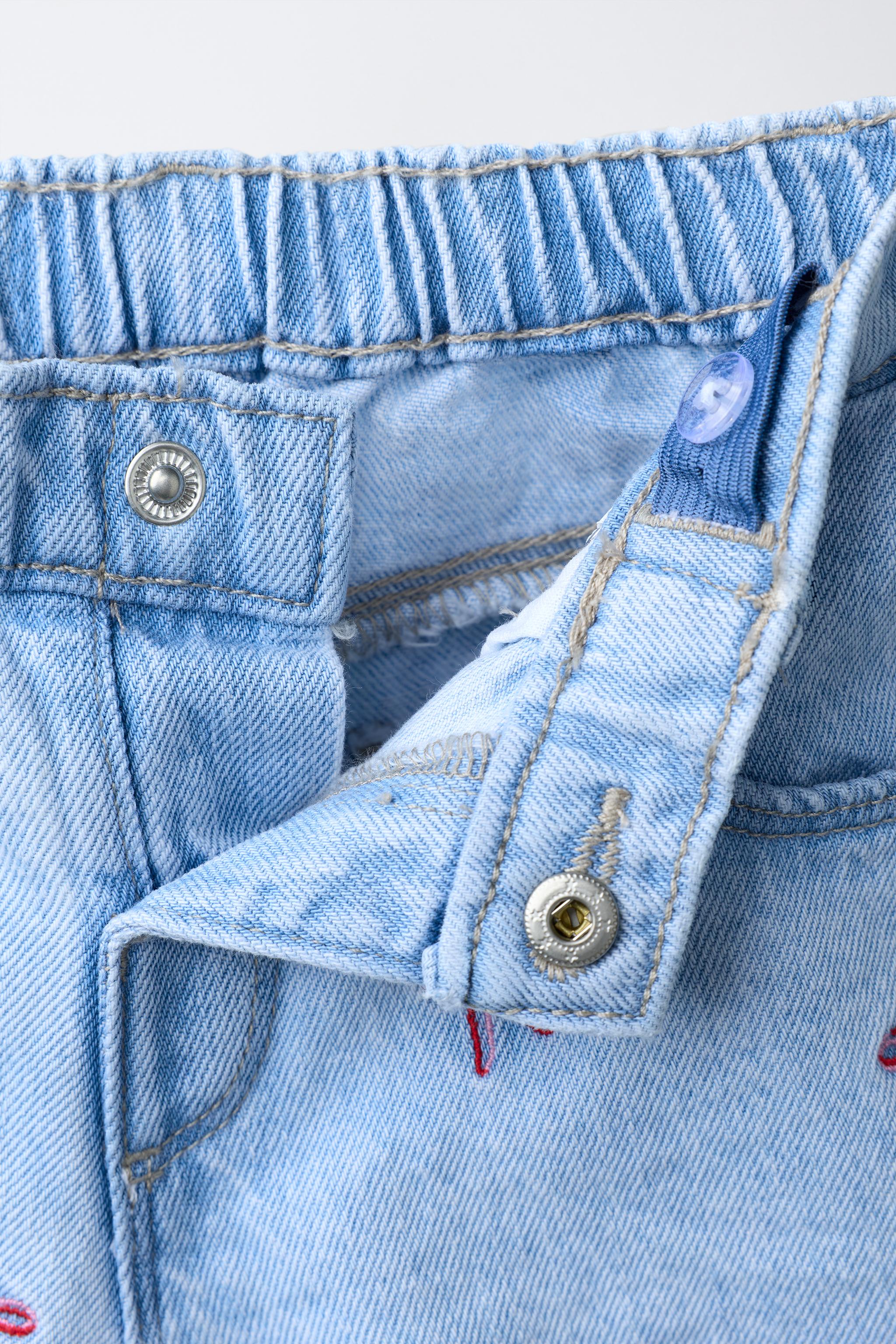 Детские шорты Zara MOM FIT DENIM SHORTS WITH EMBROIDERED BOWS — фото 4