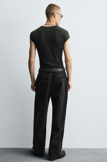 PRINTED BAGGY FIT JEANS - Black by Zara - Image 6