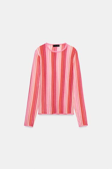 FINE KNIT STRIPED JUMPER - Red / White by Zara