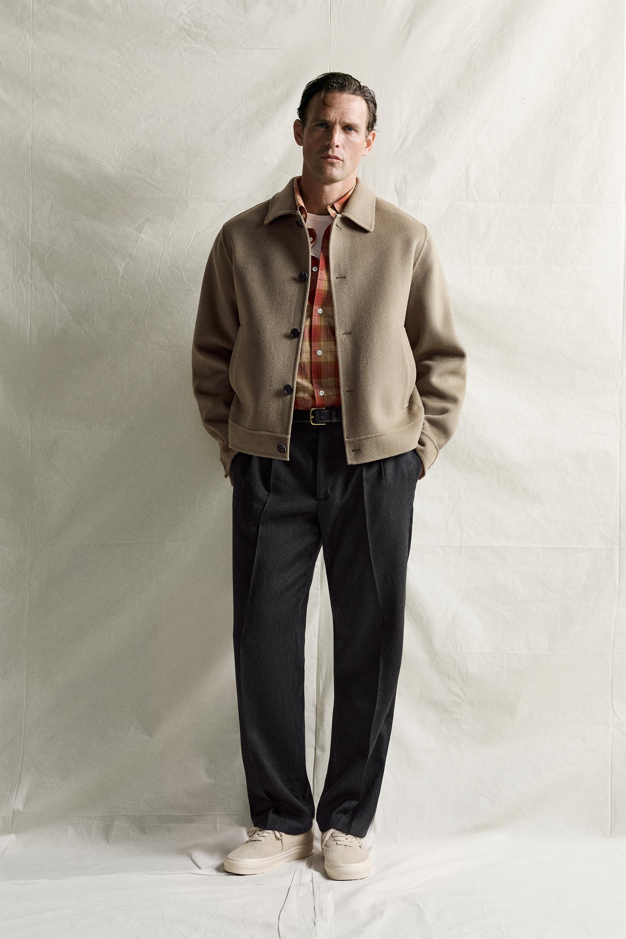 100% WOOL CROPPED FIT JACKET - Taupe gray | ZARA United States