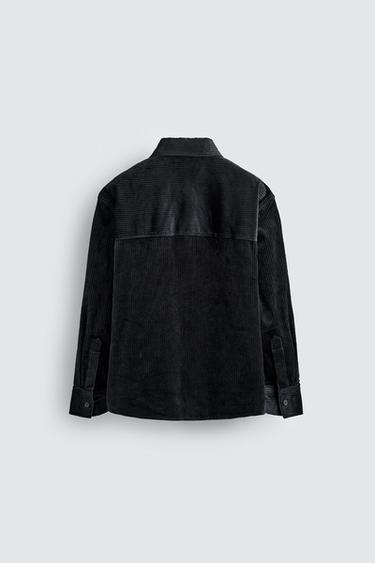 RELAXED FIT CORDUROY OVERSHIRT - Black by Zara - Image 7