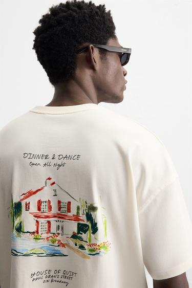 HEAVY WEIGHT T-SHIRT WITH COMBINED PRINT - Oyster-white by Zara - Image 5
