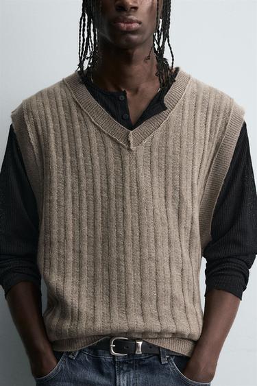 REVERSIBLE INSIDE-OUT KNIT VEST - Sand by Zara - Image 4