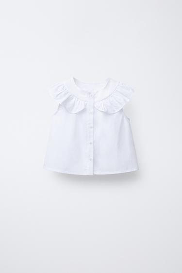 RUFFLED SHIRT - Oyster-white by Zara - Image 0