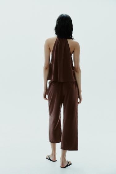 FLOWING CROP TROUSERS - Brown by Zara - Image 3