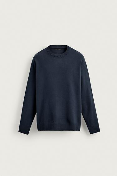 Zara SOFT TEXTURED KNIT SWEATER - Blue