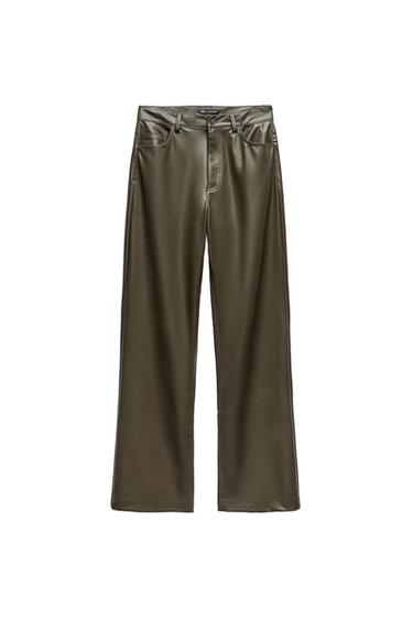 LEATHER EFFECT FULL LENGTH TROUSERS