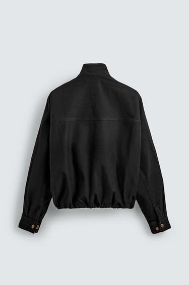 BLOUSON BOMBER COUPE CARRÉE EN COTON - Noir de Zara - Image 7
