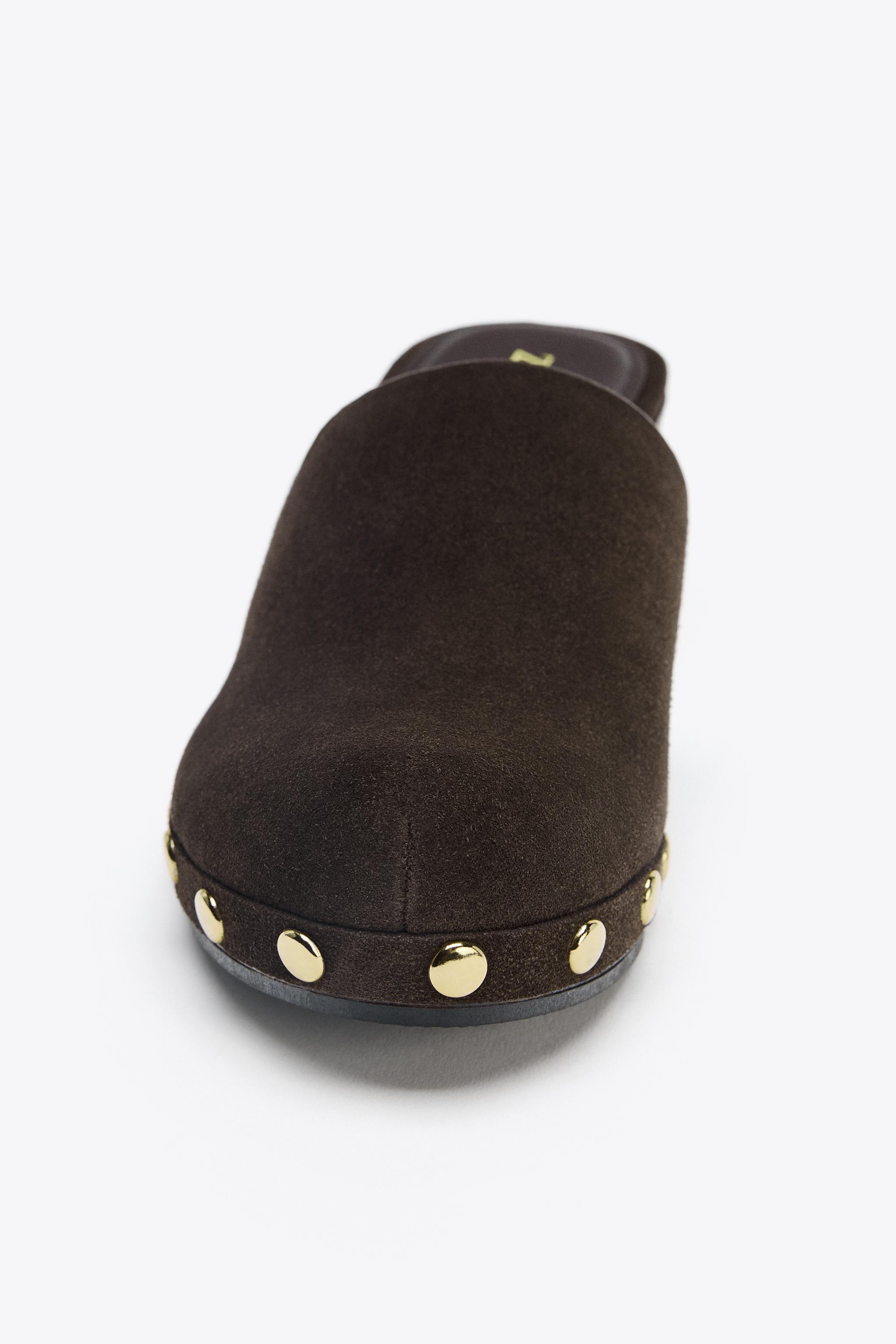 【ZARA】 ●#LEATHER STUDDED CLOGS● Size:36 Zara LEATHER STUDDED CLOGS