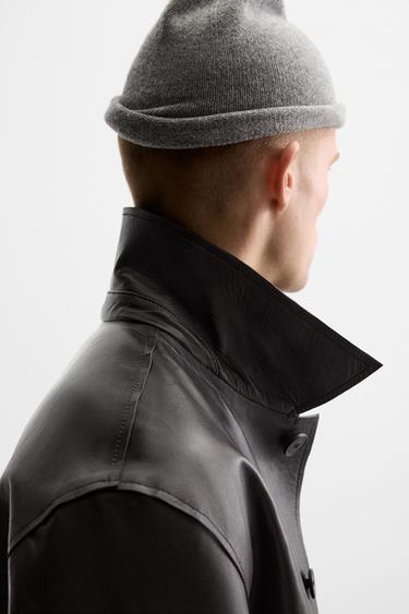 CROPPED FIT LEATHER JACKET - Brown by Zara - Image 6