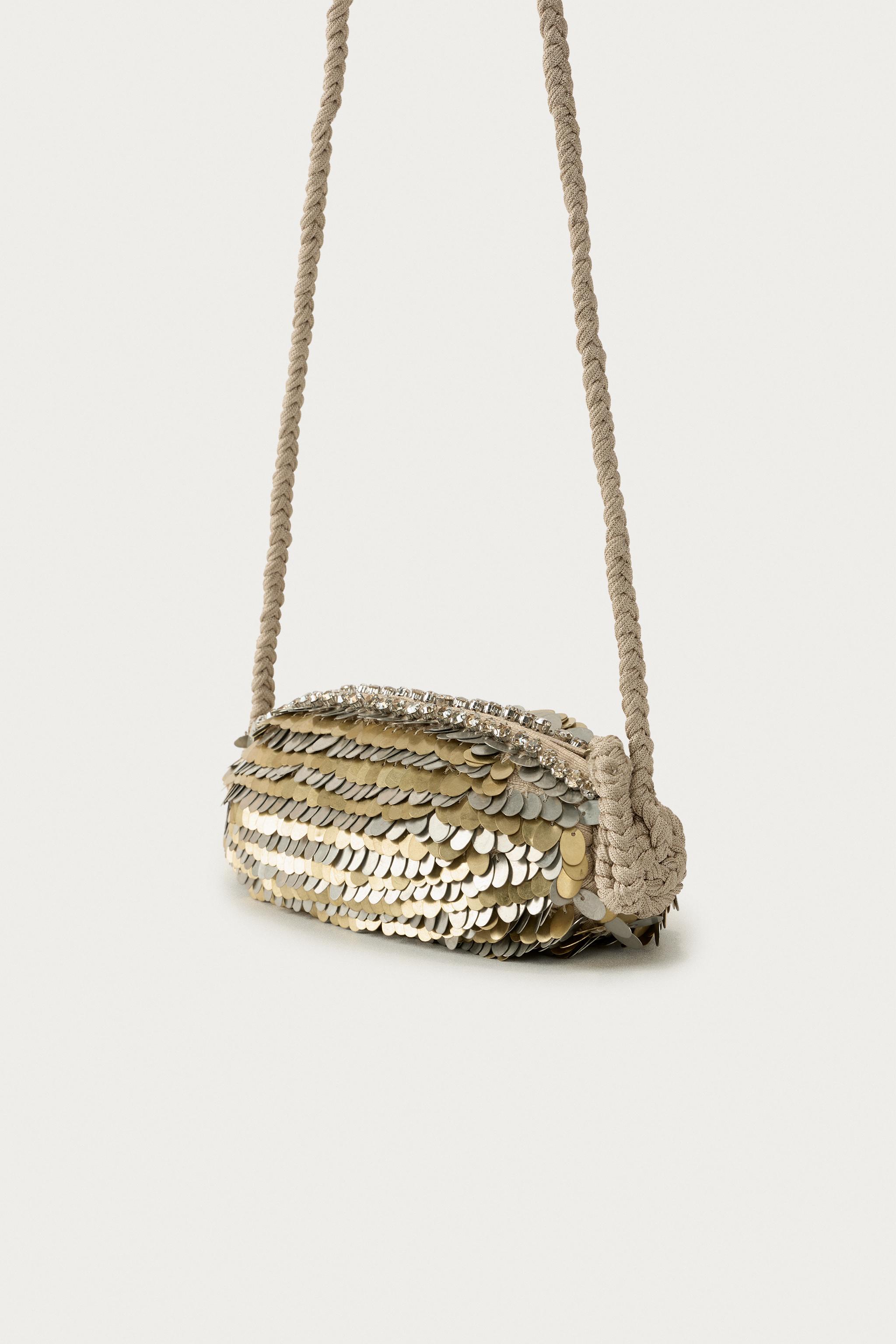MARISA BERENSON X ZARA APPLIQUÉ BAG - Golden | ZARA United States