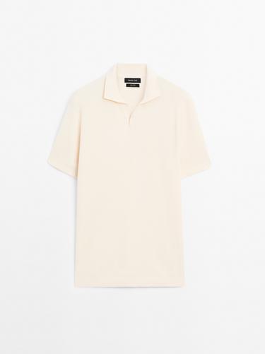 Zara Mercerised cotton short sleeve polo shirt - Ecru - Image 0