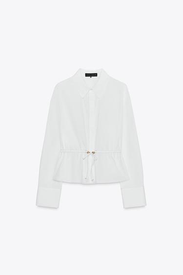 CHEMISE EN POPELINE AVEC SURPIQÛRES - Blanc de Zara - Image 5