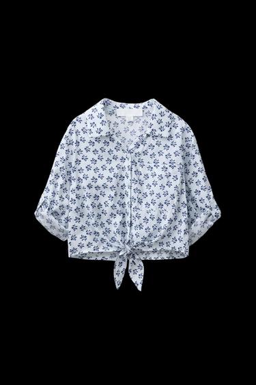 CAMISA ESTAMPADO NUDO - Azul medio de Zara - Imagen 0