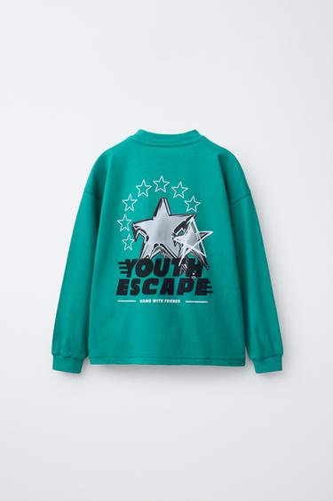 T-SHIRT IMPRIMÉ EN RELIEF - Vert de Zara - Image 1