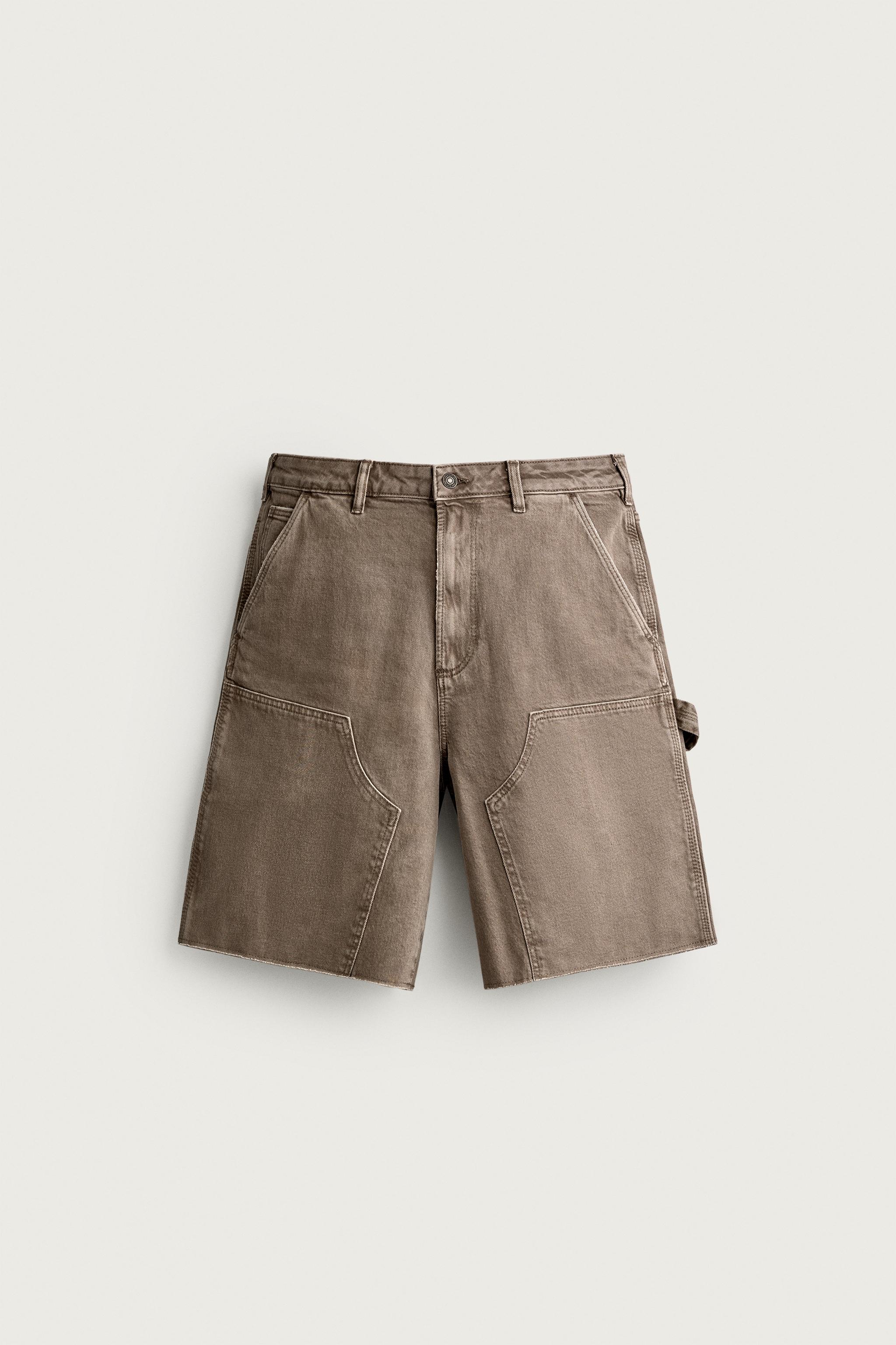 RELAXED FIT CARPENTER SHORTS — Brown